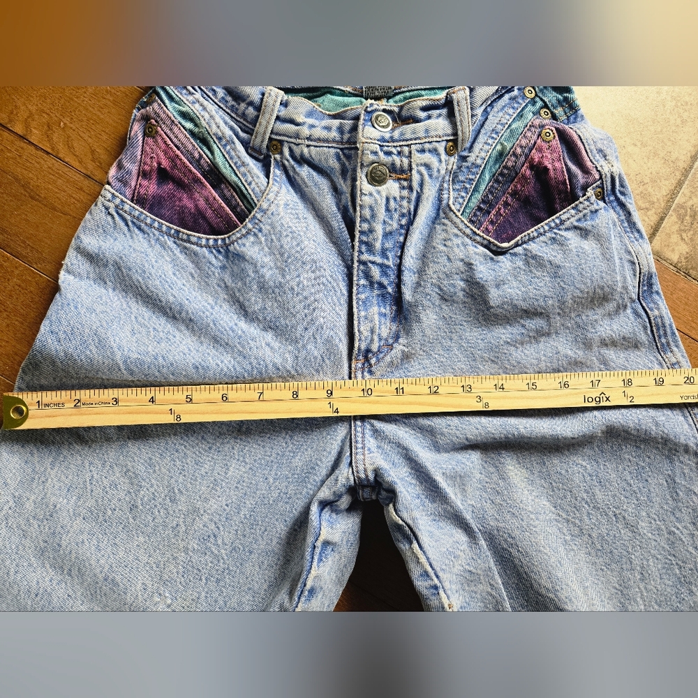 VTG Zena Colorblock Mom Jeans Rare Junior Sz 7 24 In Waist Modern Sz 0 - Picture 9 of 12